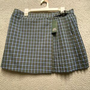 Wild Fable Skirt Womens XL Green Blue Plaid Pleated Green Y2K